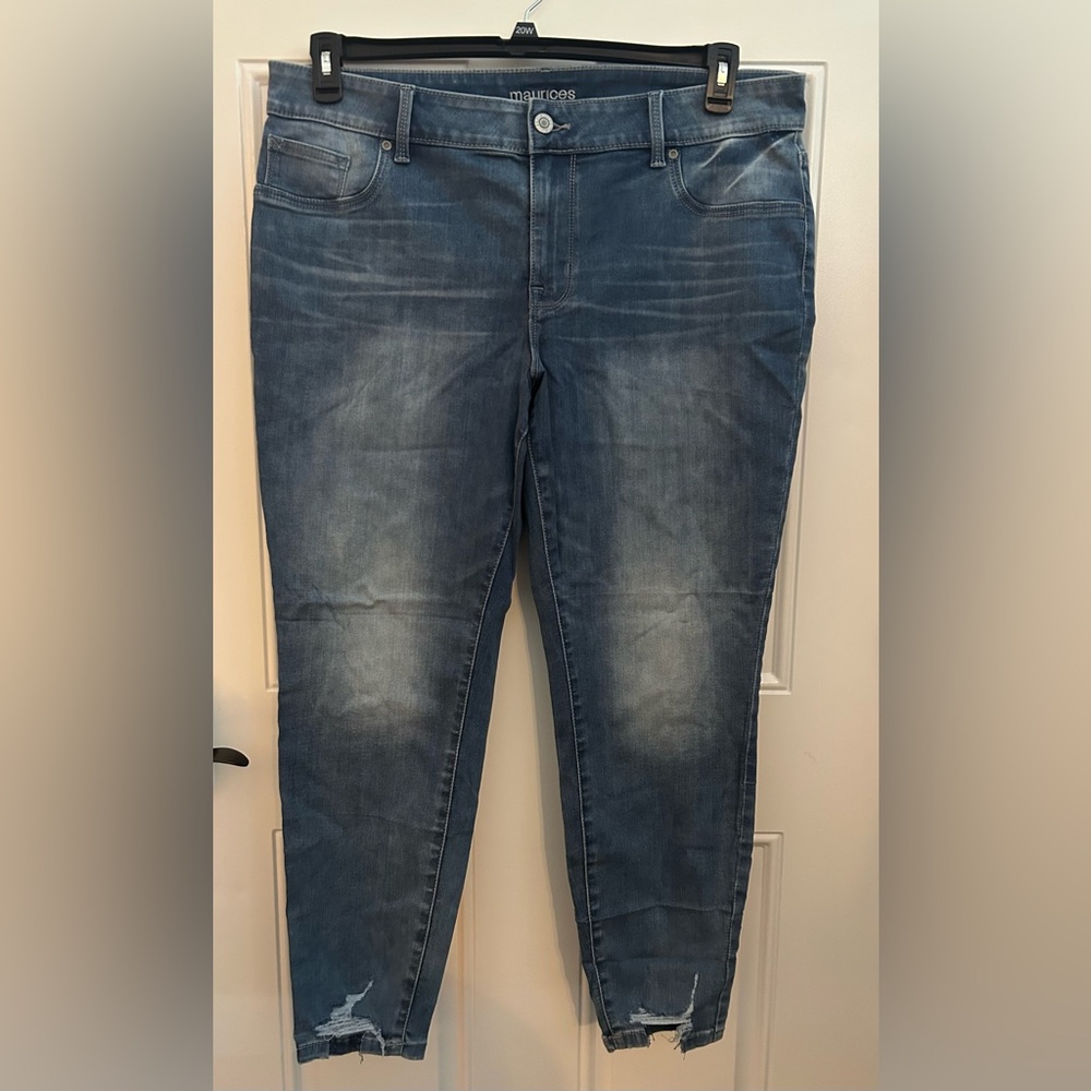 Maurices Women's Distressed Blue Skinny Jeans